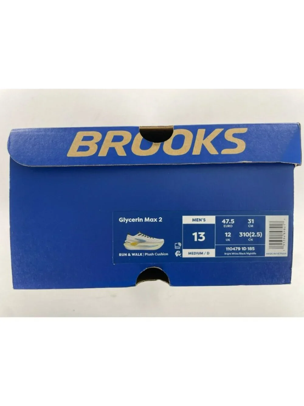 Brooks Glycerin Max 2 Shoes Bright White/Black/Nightlife Men's Sz 13 NEW DISPLAY